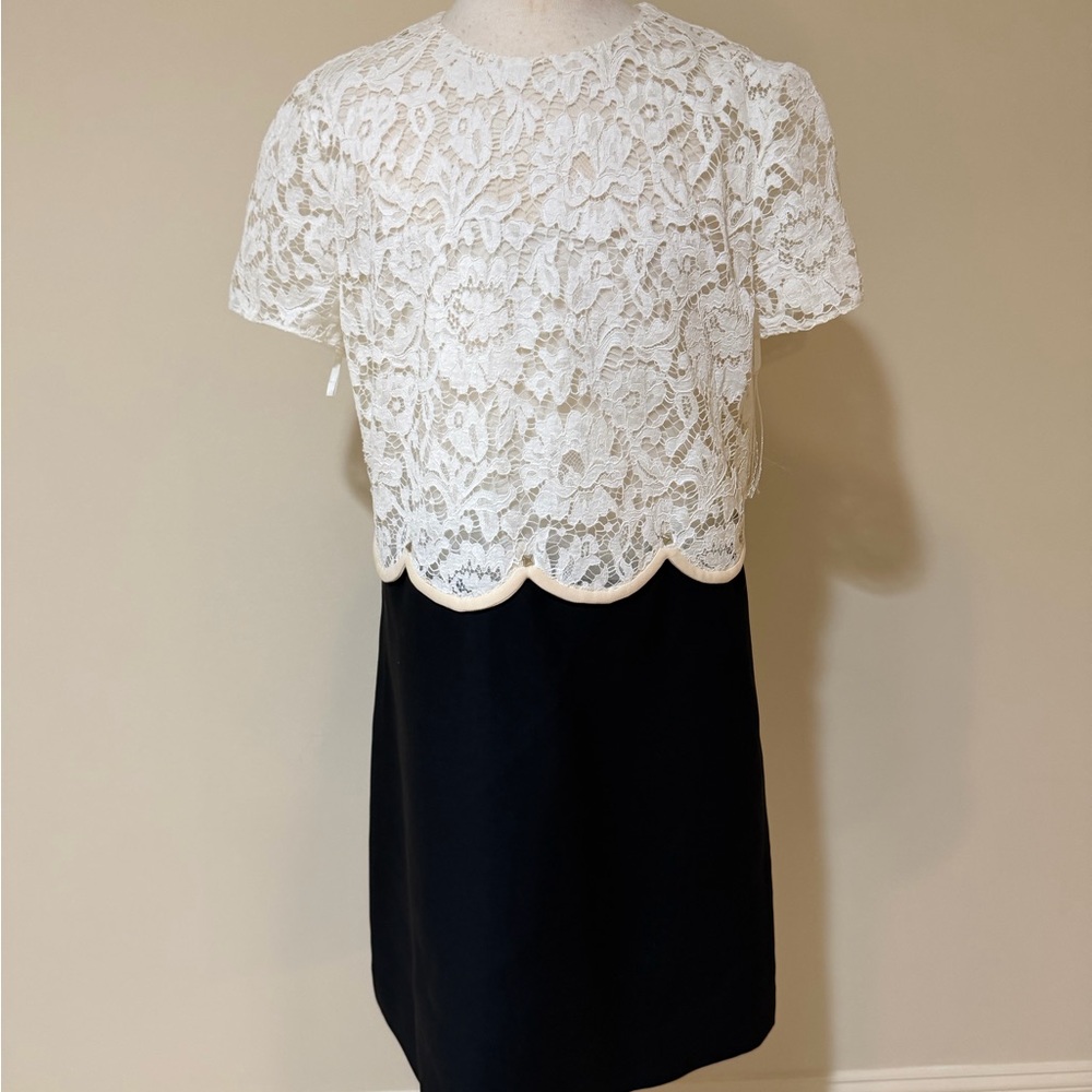 Valentino Black and White Lace Mini Dress
